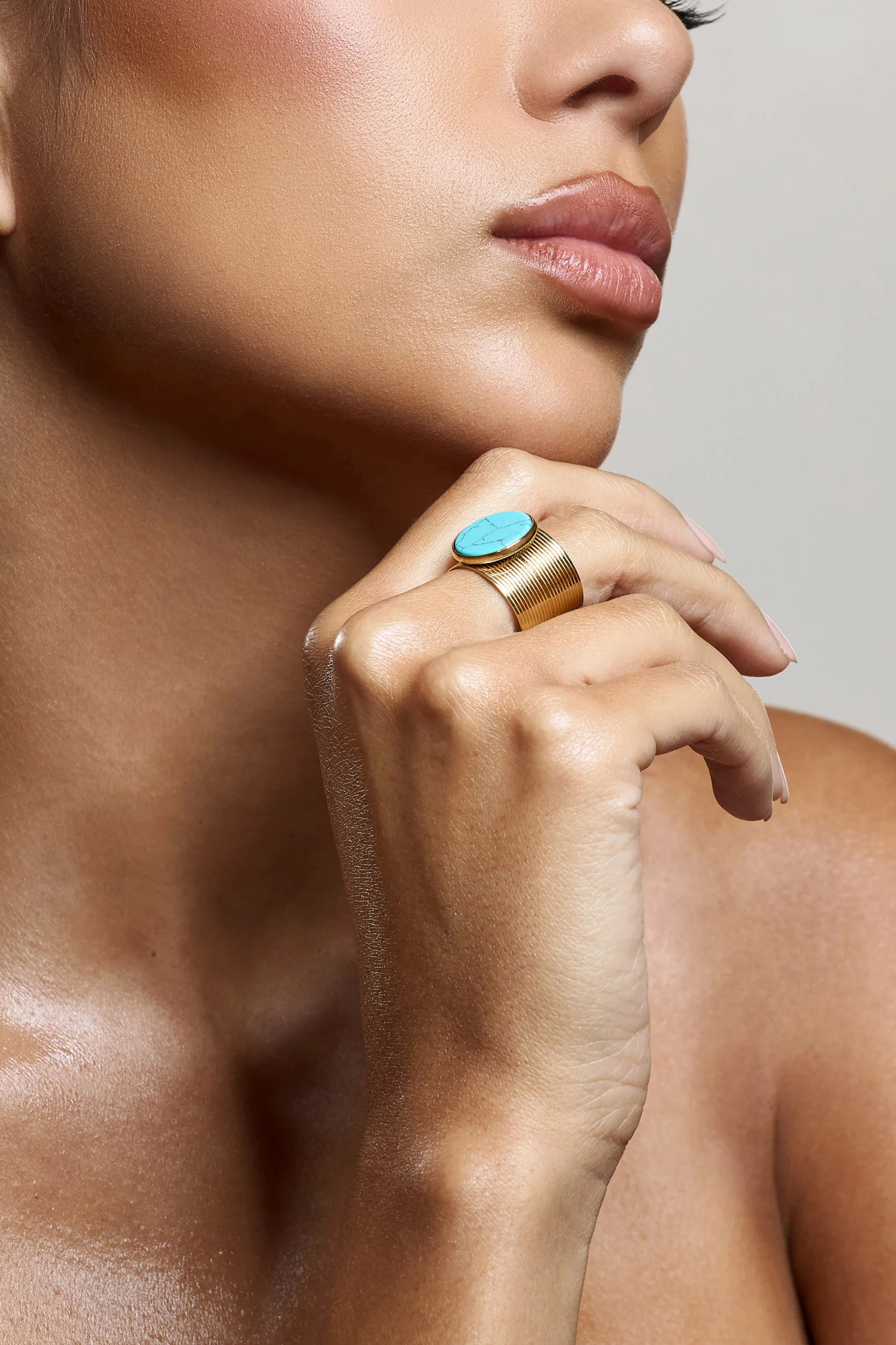 Amanti | Turquoise Adjustable Statement Ring sold by Club L London product image thumbnail 4