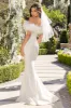 Idyll | White Lace Bardot Feather Fishtail Maxi Dress sold by Club L London