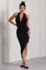 Picture This | Black Asymmetric Halter-Neck Backless Maxi Dress sold by Club L London