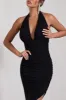 Picture This | Black Asymmetric Halter-Neck Backless Maxi Dress sold by Club L London