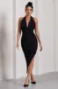 Picture This | Black Asymmetric Halter-Neck Backless Maxi Dress sold by Club L London