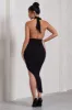 Picture This | Black Asymmetric Halter-Neck Backless Maxi Dress sold by Club L London