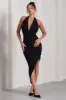 Picture This | Black Asymmetric Halter-Neck Backless Maxi Dress sold by Club L London