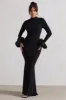Mystic | Black High-Neck Maxi Dress With Satin Cuffs sold by Club L London
