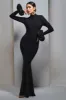 Mystic | Black High-Neck Maxi Dress With Satin Cuffs sold by Club L London
