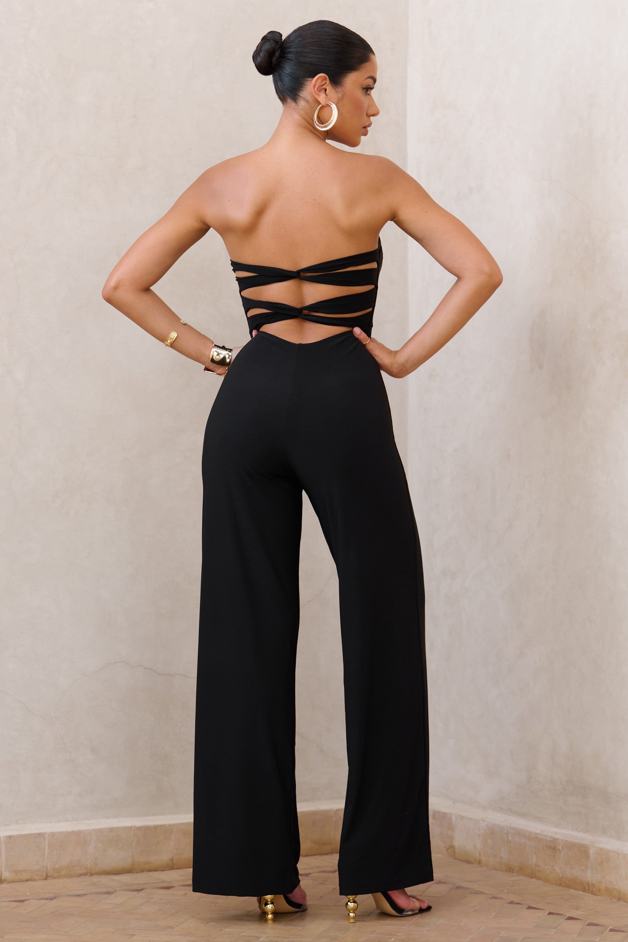 Janon | Black Sweetheart Bandeau Jumpsuit sold by Club L London