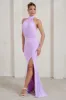 Forever Dreaming | Lilac Backless Halterneck Ruched Split Maxi Dress sold by Club L London