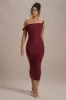 Salome | Berry Twisted Asymmetric Midi Dress sold by Club L London