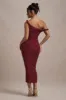 Salome | Berry Twisted Asymmetric Midi Dress sold by Club L London