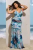 Clio | White Print Halter-Neck Chiffon Fishtail Maxi Dress sold by Club L London