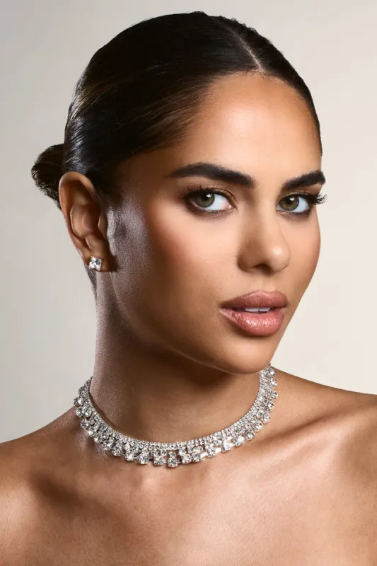Katelyn | Silver Diamante Necklace sold by Club L London