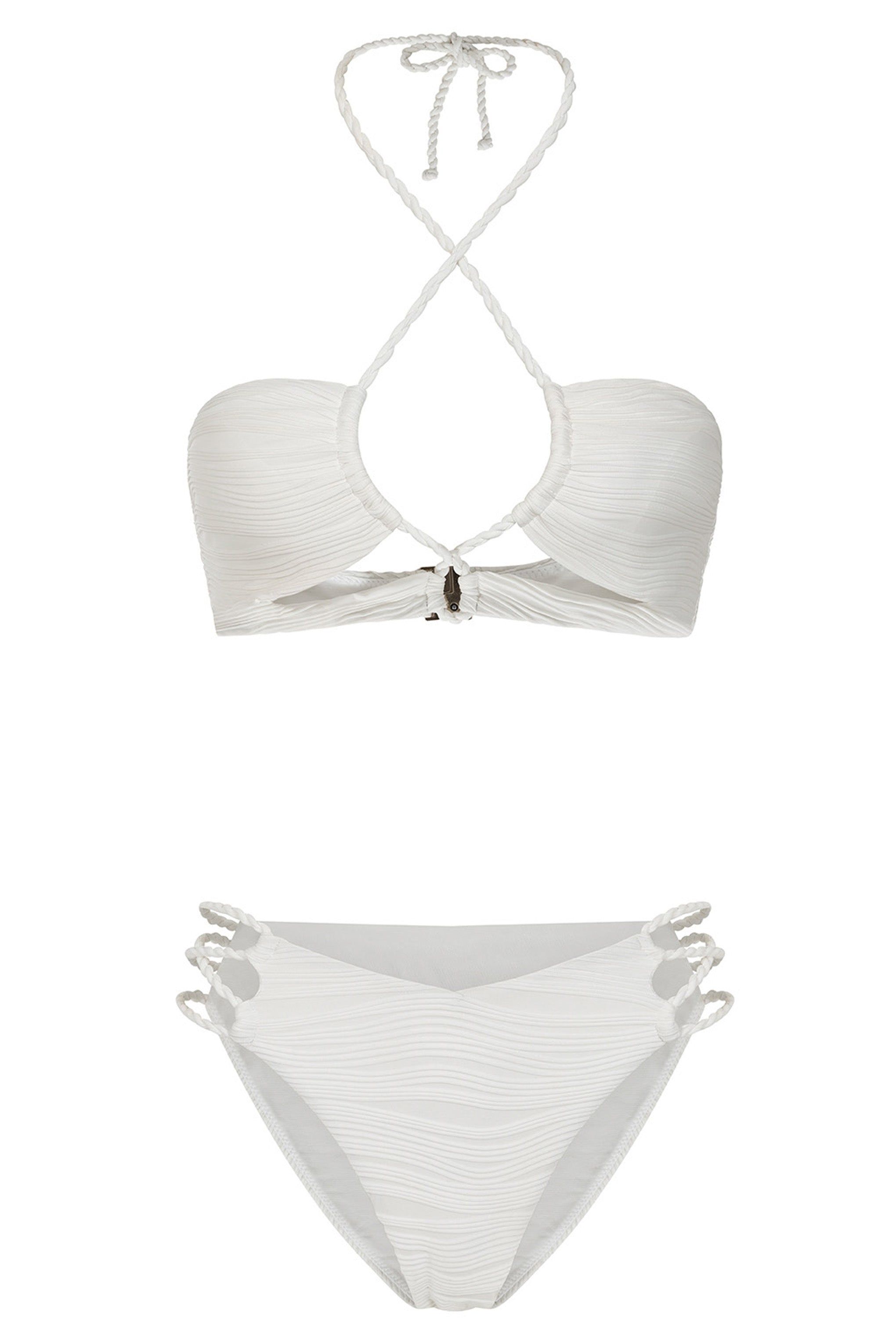 At Sea | White Rope Halter Bikini Top sold by Club L London product image thumbnail 7
