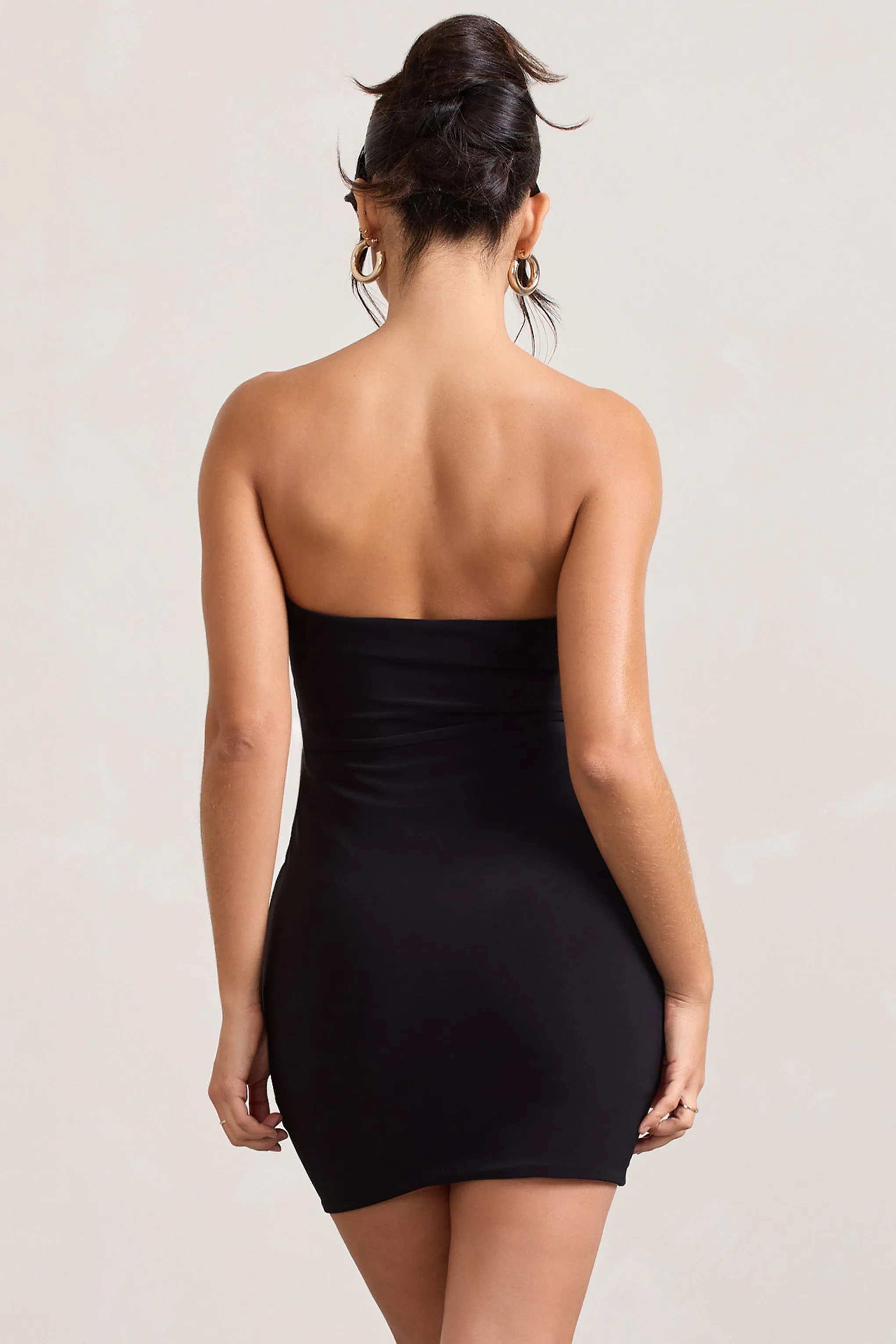 In The Press | Black Bandeau Bodycon Mini Dress sold by Club L London product image thumbnail 2