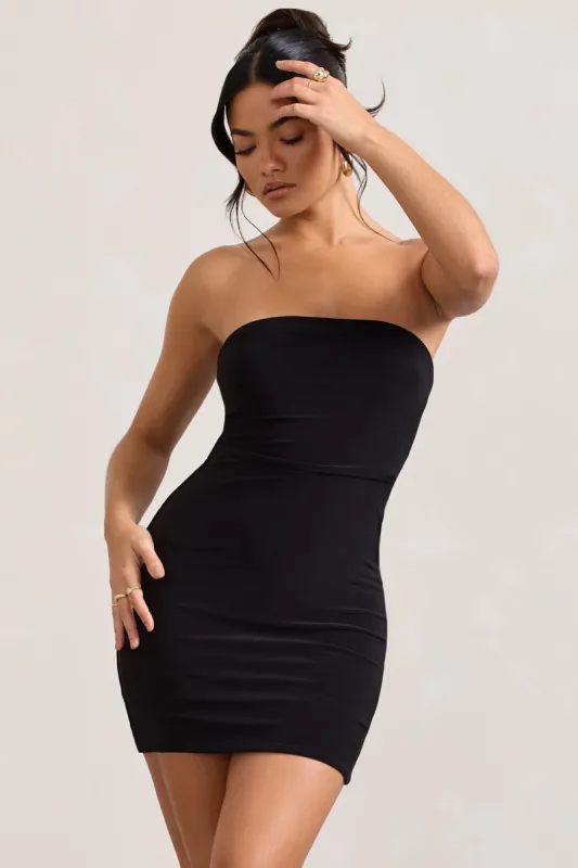 In The Press | Black Bandeau Bodycon Mini Dress sold by Club L London