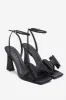 Headlines | Black Ankle Strap Heeled Sandals With Diamante Bows sold by Club L London