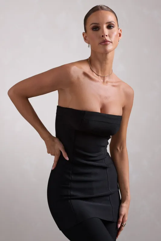 Rylee | Black Bandage Strapless Longline Top sold by Club L London