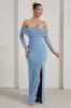 On Your Mind | Powder Blue Mesh Long Sleeve Maxi Dress sold by Club L London