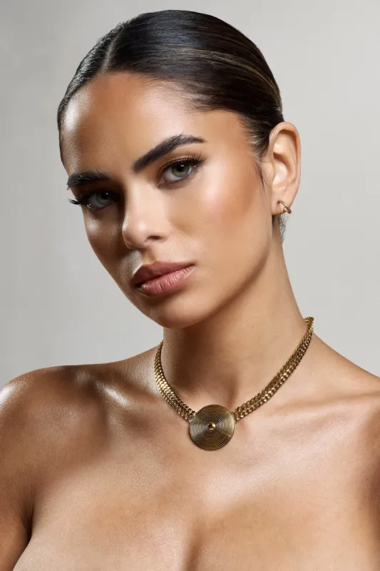 Madelyn | Gold Disc Chain Necklace sold by Club L London
