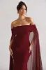 Carlotta | Berry Bardot Maxi Dress With Chiffon Cape sold by Club L London