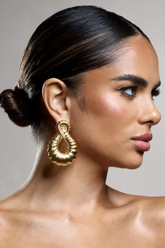 Kyoto | Gold Chunky Twist Abstract Earrings sold by Club L London