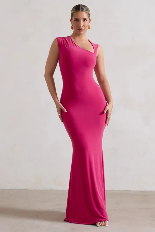 Behind The Scenes | Dark Pink Sleeveless Cut-Out Maxi Dress sold by Club L London
