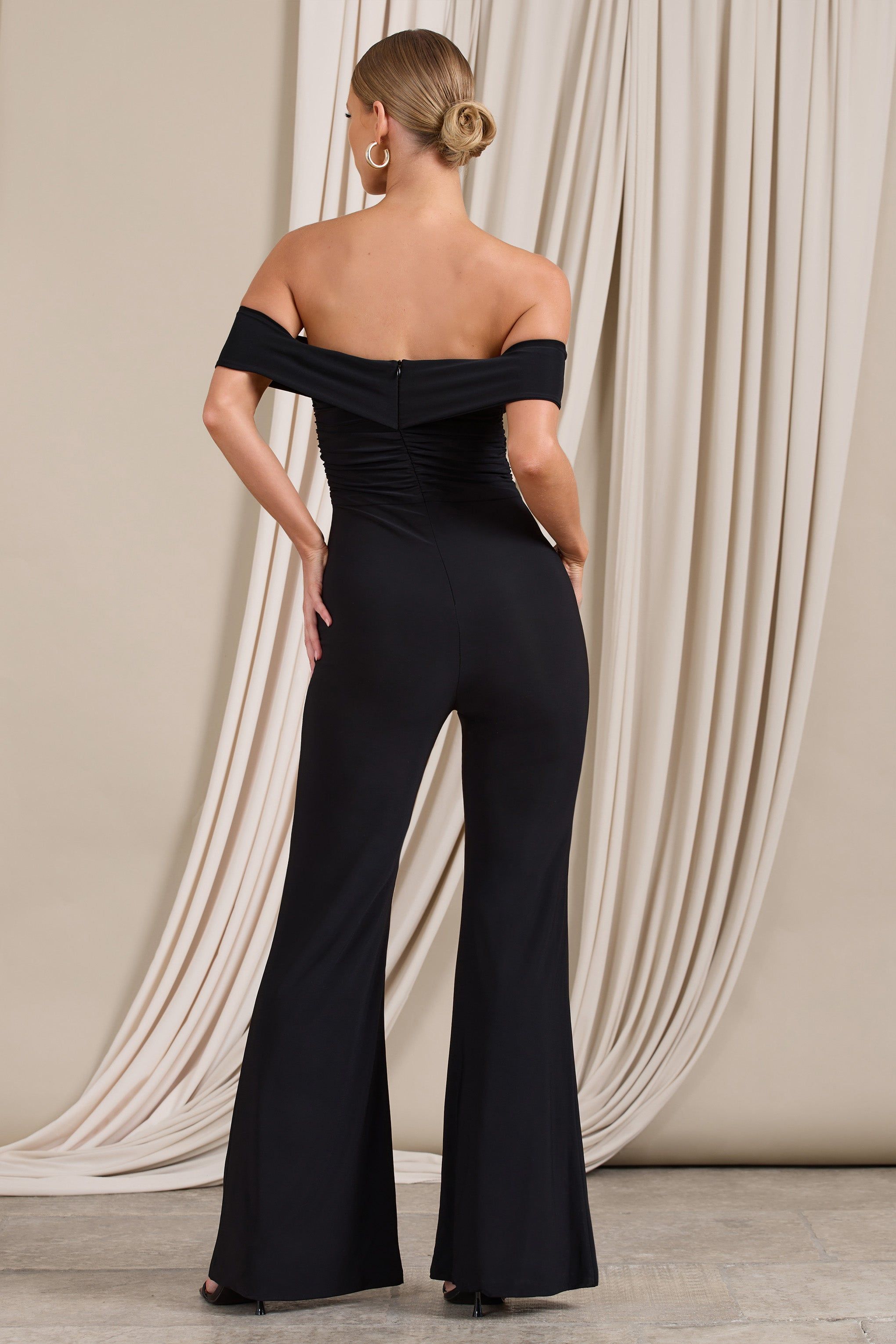 Recognition | Black Off The Shoulder Ruched Jumpsuit sold by Club L London product image thumbnail 2