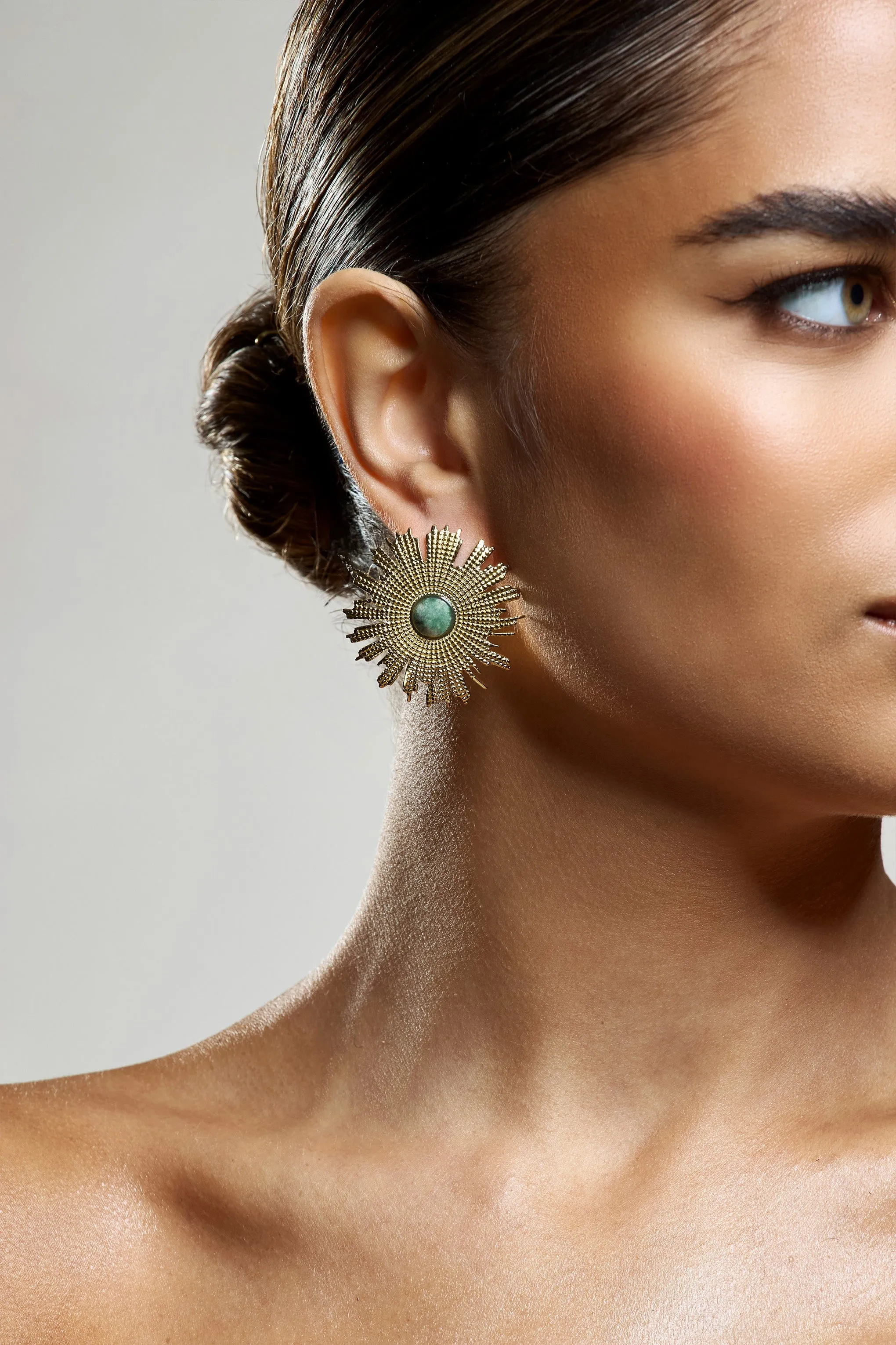 Flozenza | Gold Flower Statement Earrings sold by Club L London product image thumbnail 4