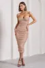 New Energy | Gold Sequin Strappy Ruched Bodycon Midi Dress sold by Club L London