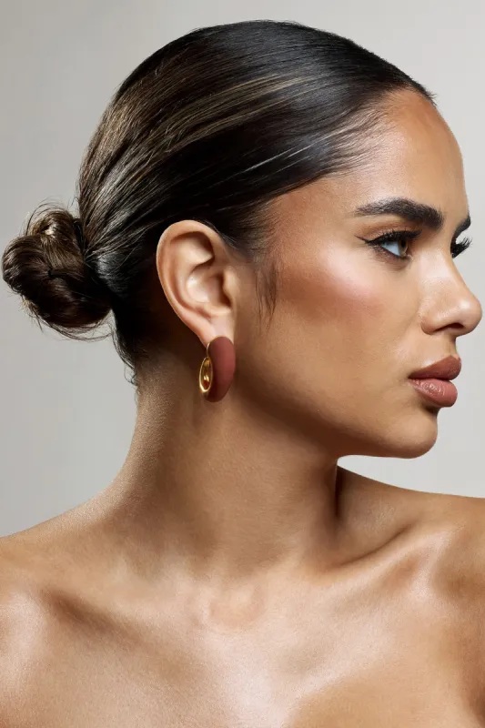 Lavern | Brown Chunky Hoop Earrings sold by Club L London