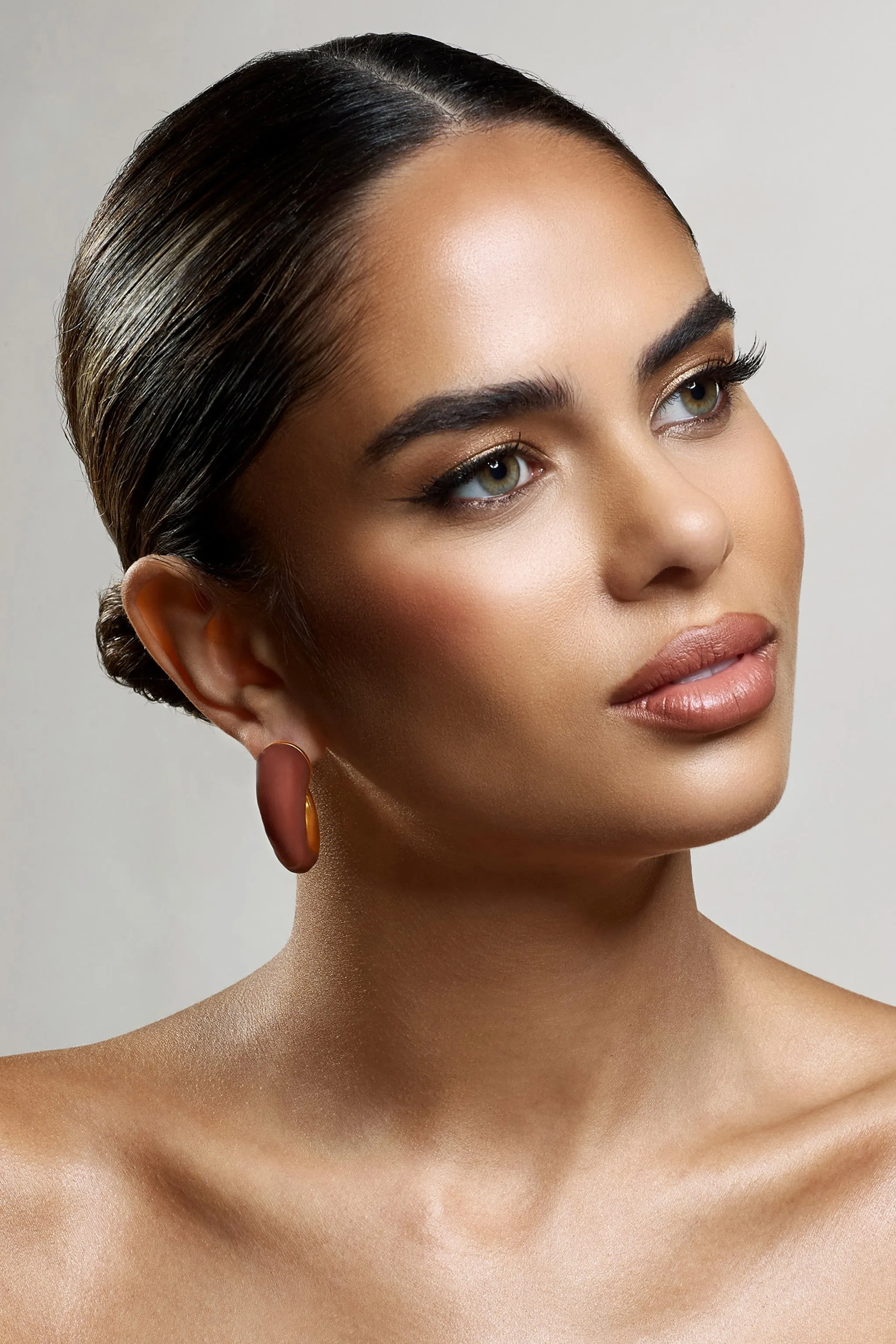 Lavern | Brown Chunky Hoop Earrings sold by Club L London product image thumbnail 2