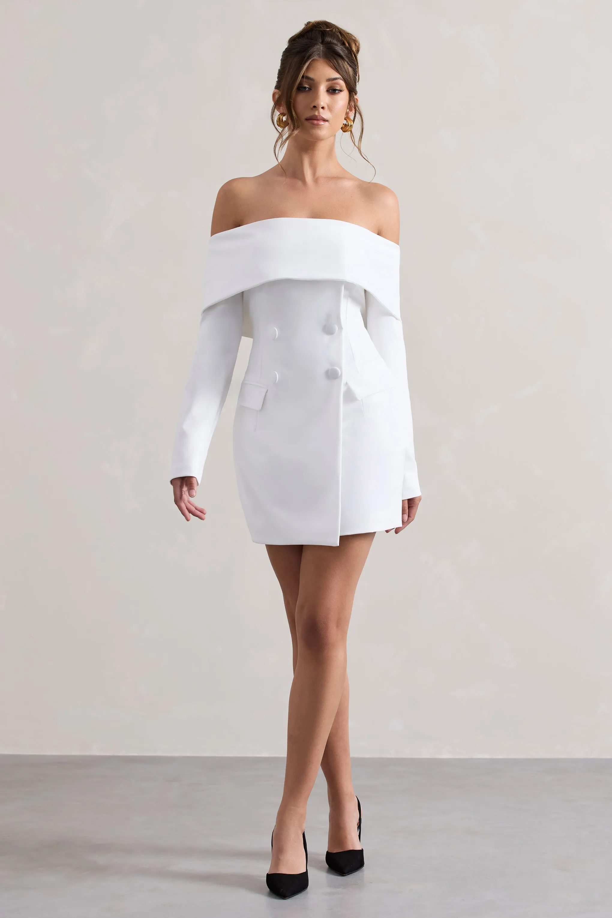 Tara | White Bardot Tailored Blazer Dress sold by Club L London product image thumbnail 5
