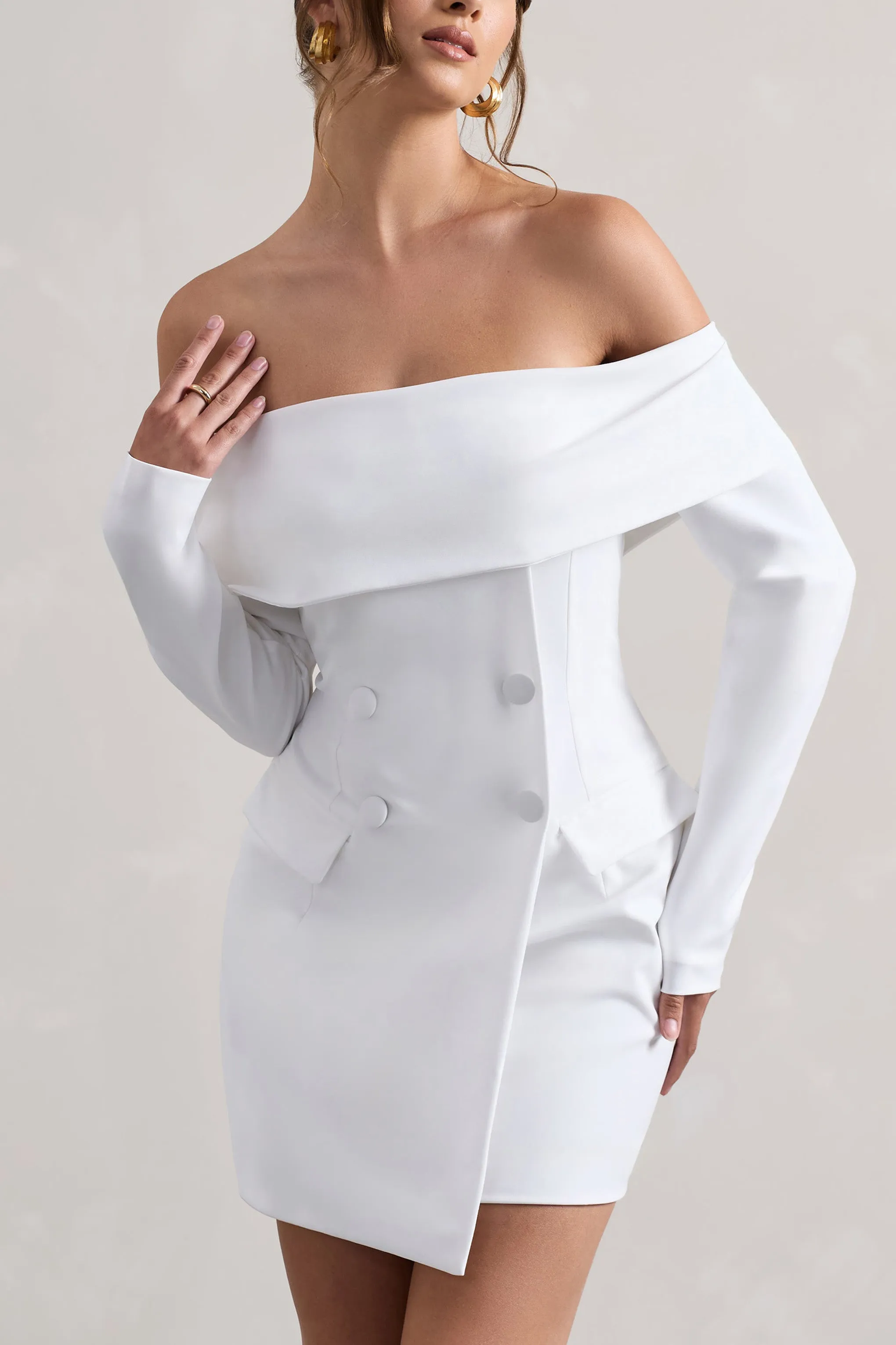 Tara | White Bardot Tailored Blazer Dress sold by Club L London product image thumbnail 3