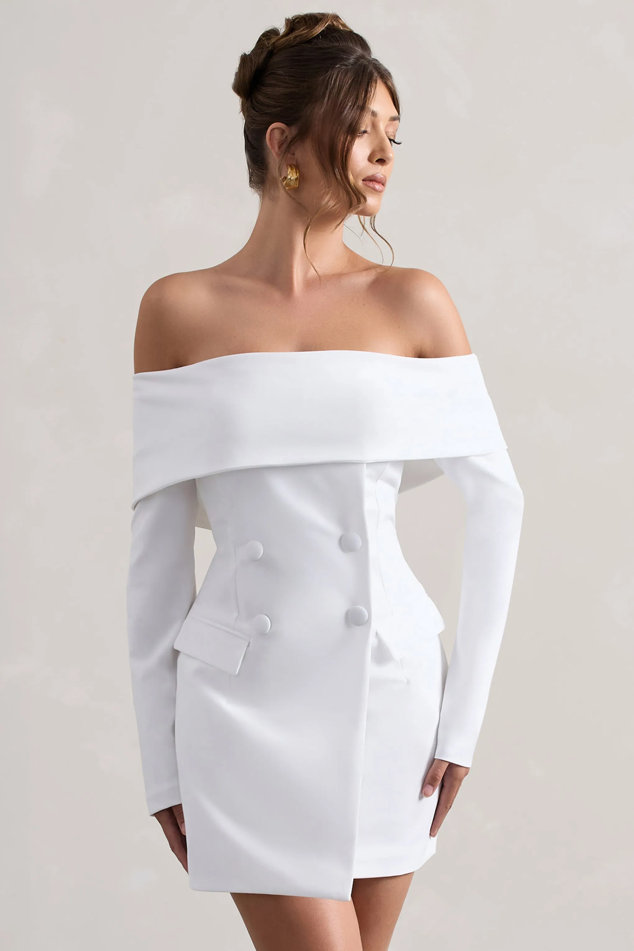 Tara | White Bardot Tailored Blazer Dress sold by Club L London product image thumbnail 4