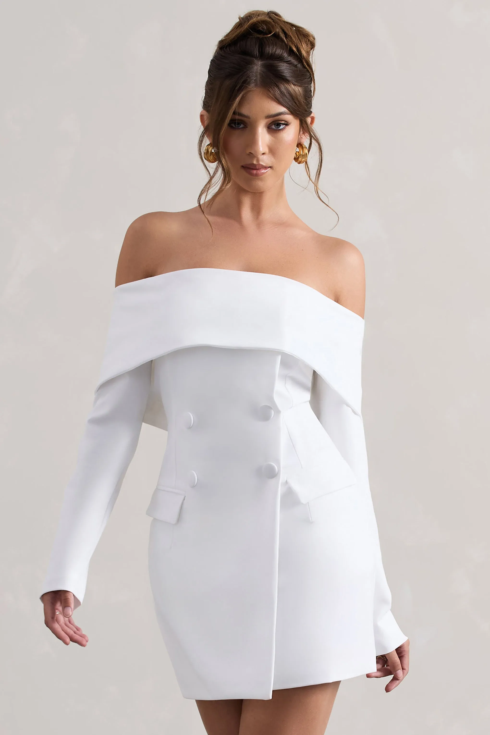 Tara | White Bardot Tailored Blazer Dress sold by Club L London