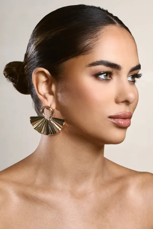 Natasha | Gold Fan Earrings sold by Club L London
