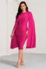 Marysol | Pink Asymmetric Cape Midi Dress sold by Club L London