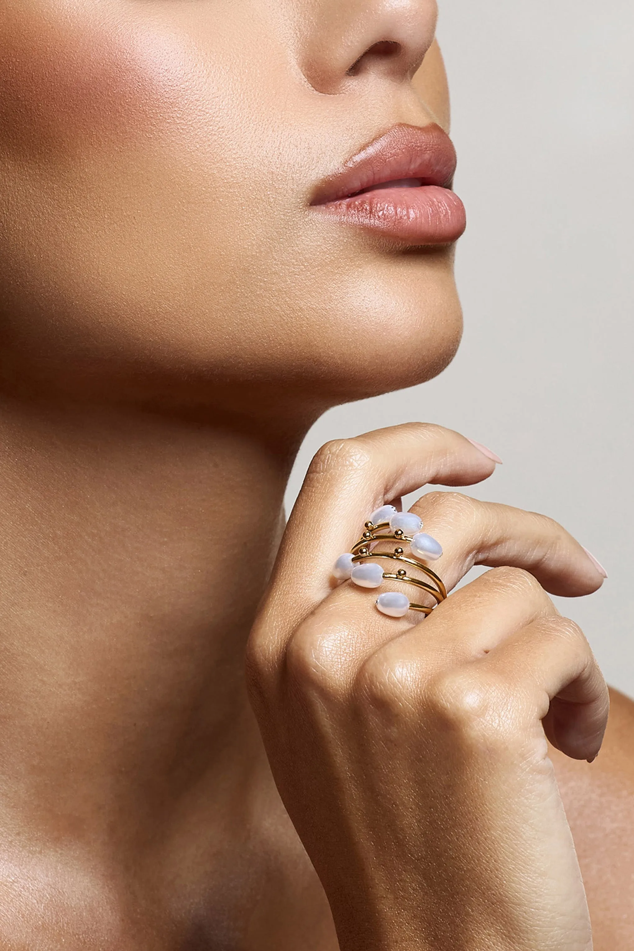 Shiraz | Gold Cluster Ring With Pearls sold by Club L London product image thumbnail 3