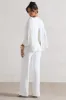 Nori | White Plunge-Neck Straight-Leg Cape Jumpsuit sold by Club L London