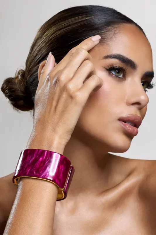 Agua | Gold & Pink Resin Chunky Bangle sold by Club L London