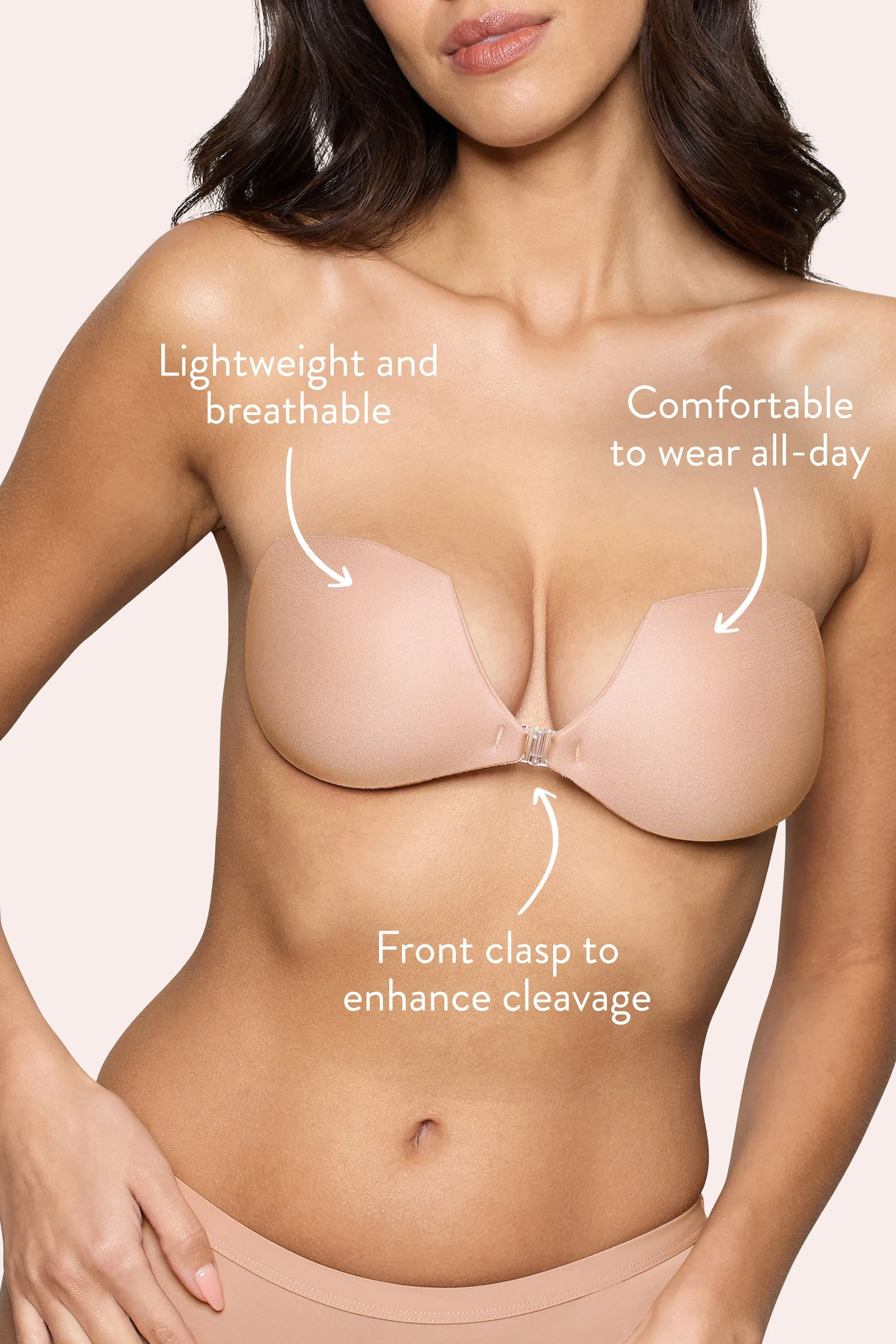 Demi Sticky Bra | Boomba Beige Demi Sticky Bra sold by Club L London product image thumbnail 3