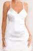 Members Only | White Satin Feather Trim Mini Dress sold by Club L London