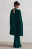 Charmaine | Bottle Green High-Neck Maxi Dress With Cape sold by Club L London