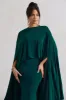Charmaine | Bottle Green High-Neck Maxi Dress With Cape sold by Club L London