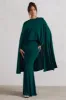 Charmaine | Bottle Green High-Neck Maxi Dress With Cape sold by Club L London