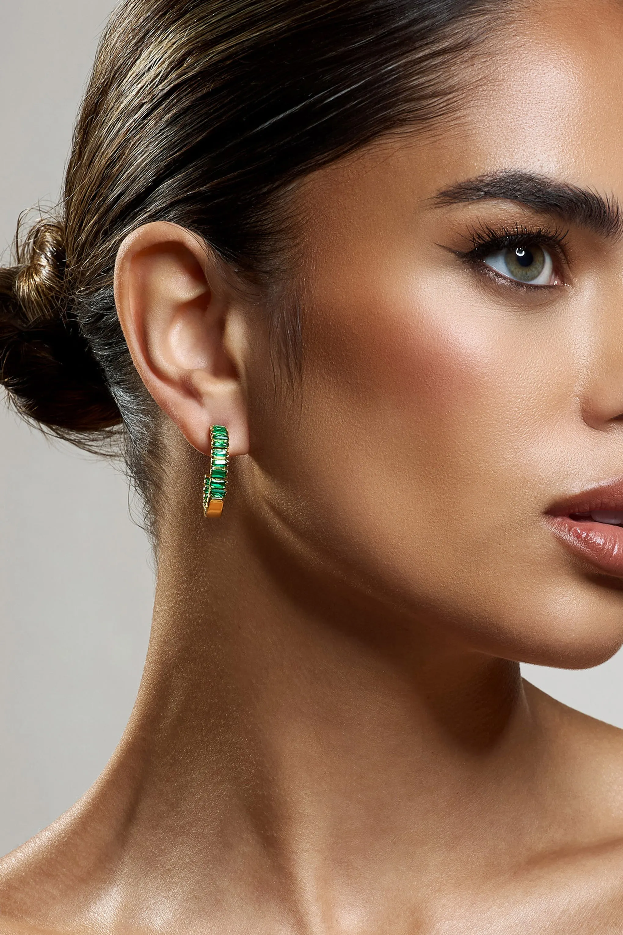 Rylie | Emerald Hoop Earrings sold by Club L London
