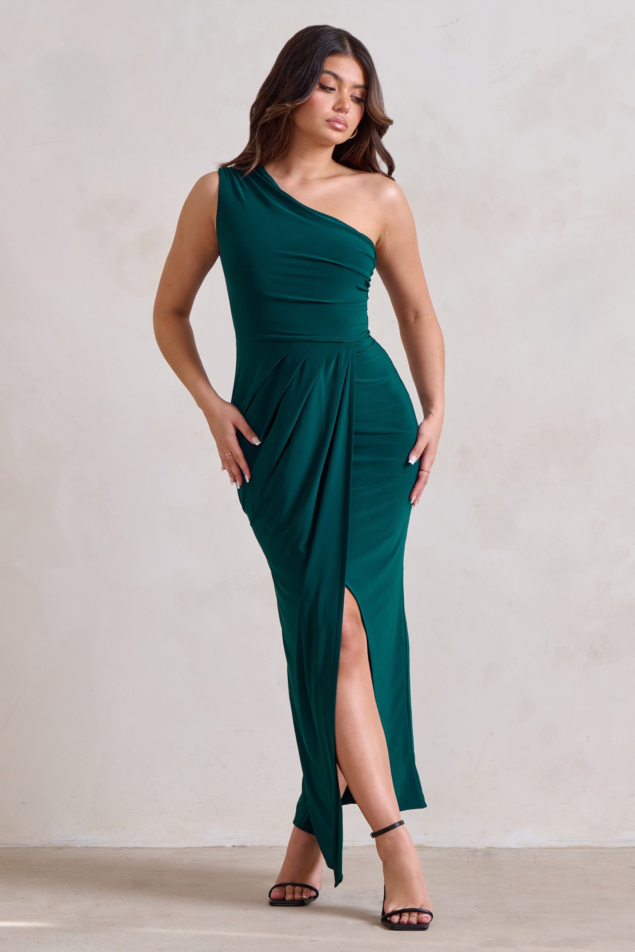 Athena | Bottle Green One Shoulder Maxi Dress sold by Club L London product image thumbnail 5