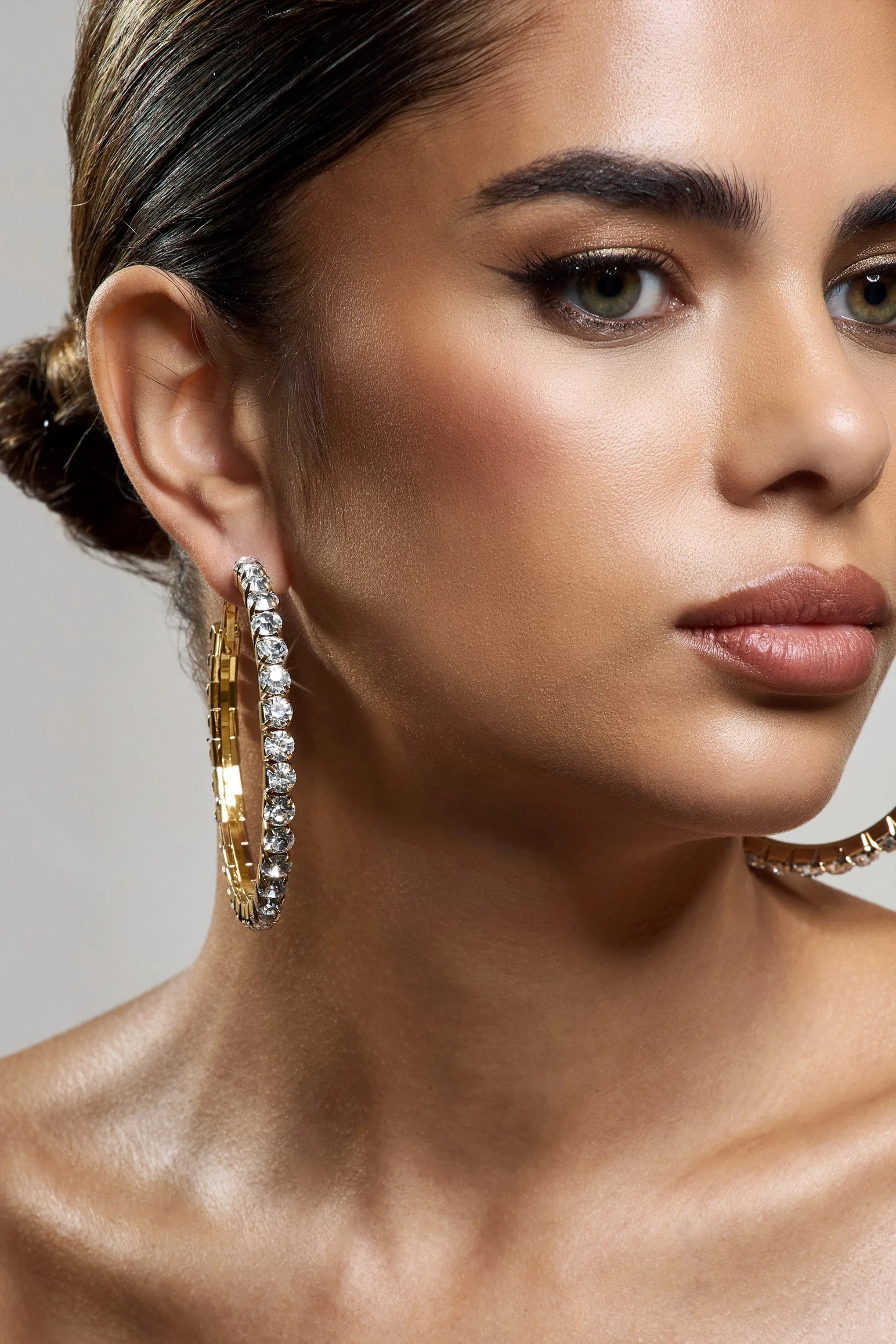 Grace | Gold Chunky Diamante Hoop sold by Club L London product image thumbnail 4