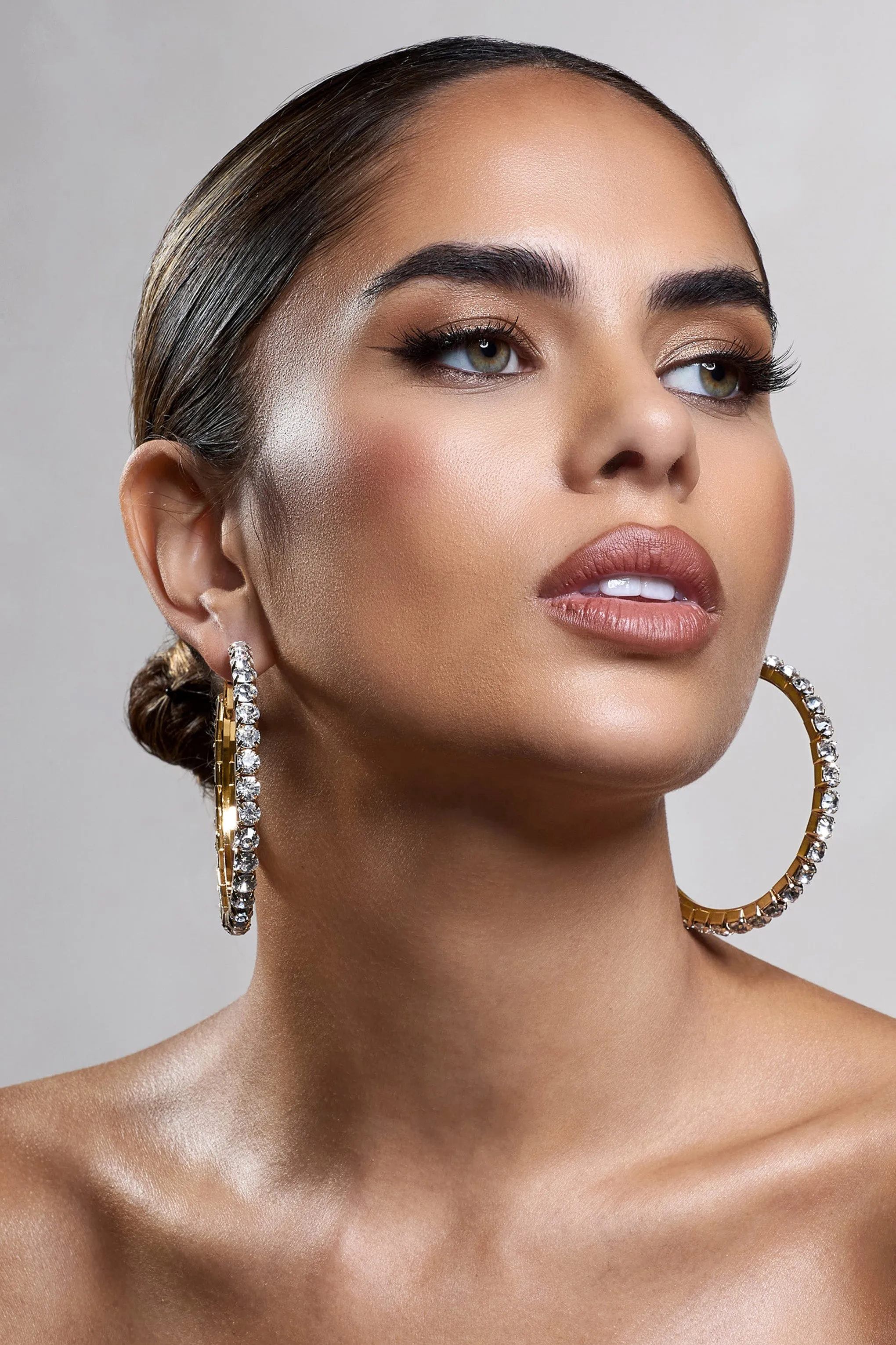 Grace | Gold Chunky Diamante Hoop sold by Club L London product image thumbnail 2