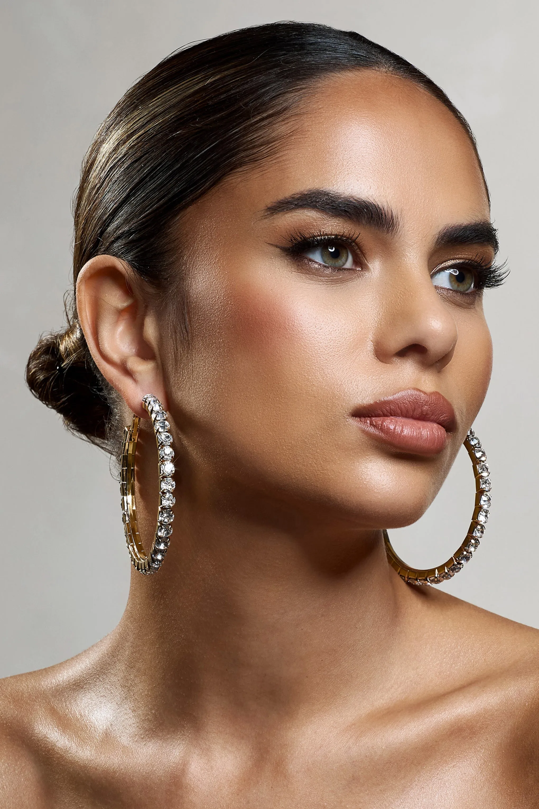 Grace | Gold Chunky Diamante Hoop sold by Club L London