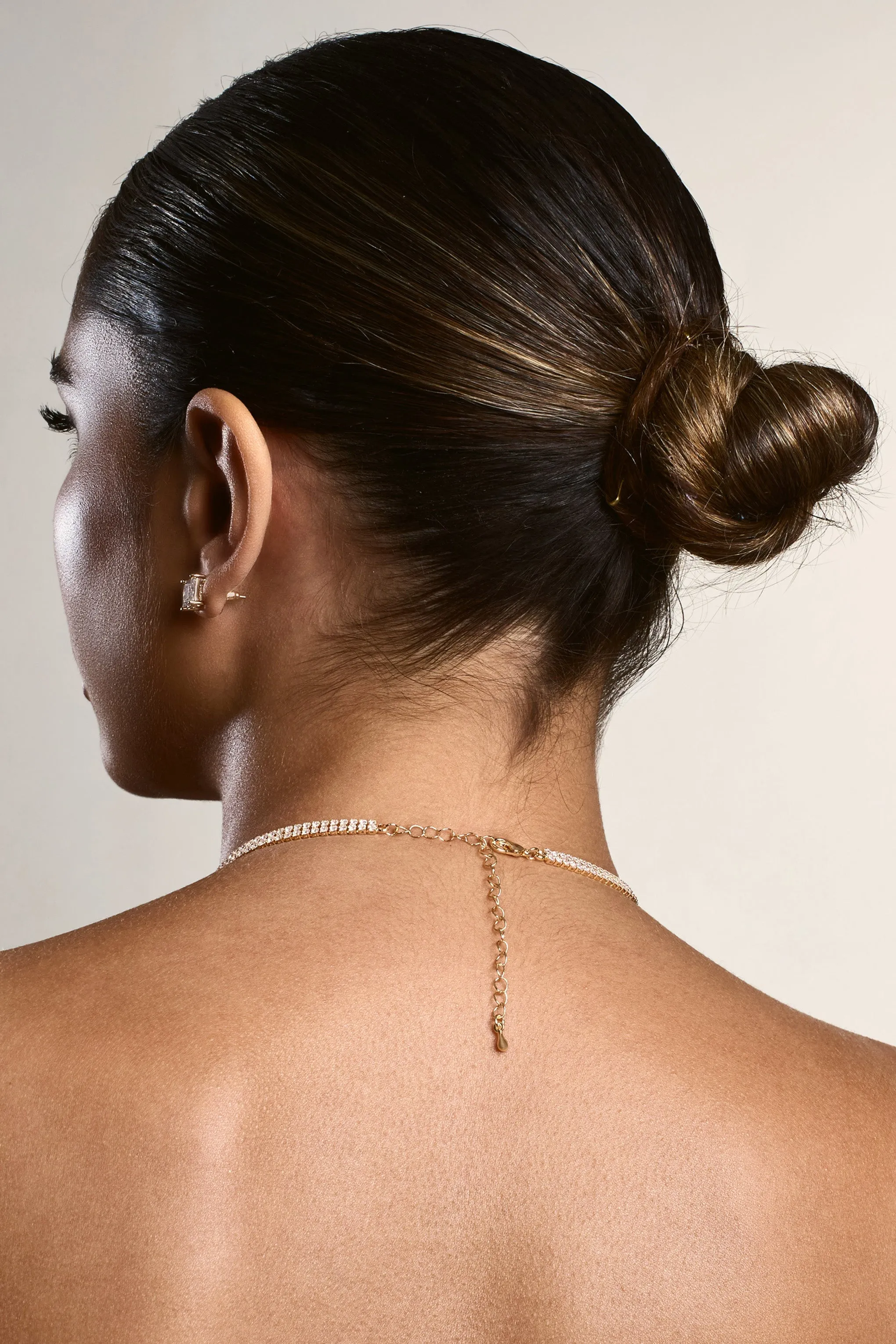 Glimmery | Gold Diamante Necklace sold by Club L London product image thumbnail 2